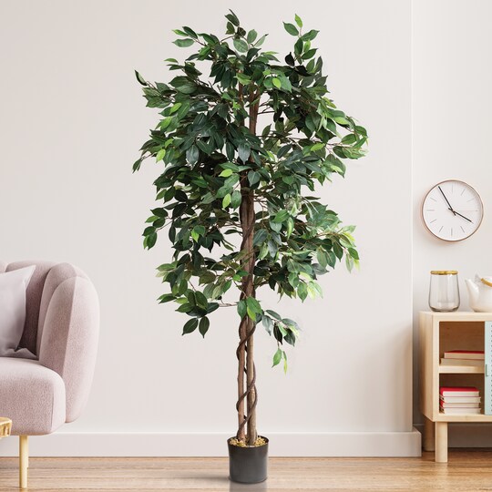 Artificial Trees for Home Decor Indoor - Fake Plants & Faux Plants Indoor - Fake Plants Tall Ficus Tree Artificial, Plants for Living Room Decor, Tall Fake Plants Indoor, Fake Tree Indoor - 5 Feet